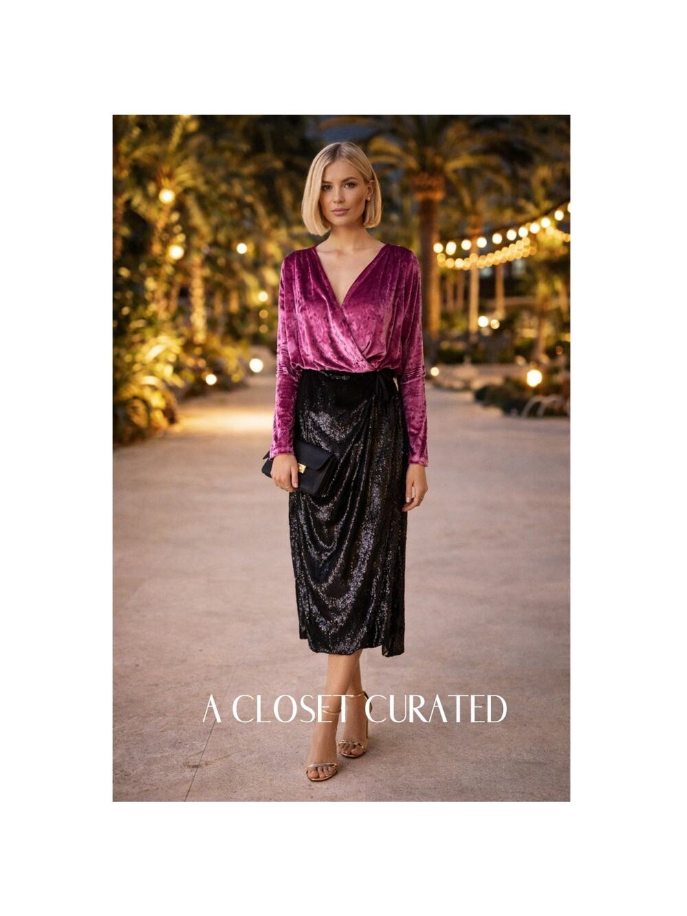 The Attico Long Sleeve Velvet Midi Dress 4 Pink Black NEW